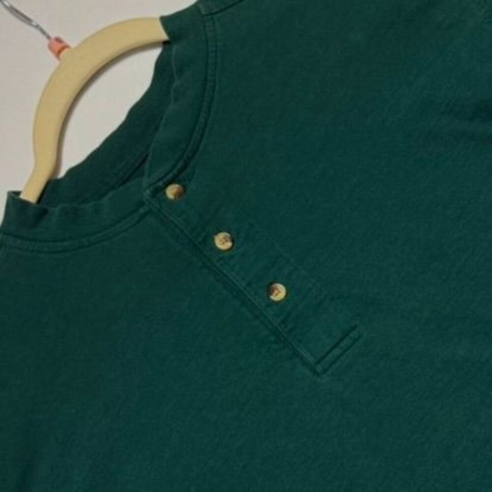 Puritan Mens Forest Green Long Sleeve Henley Shirt  Size S 100% Cotton‎